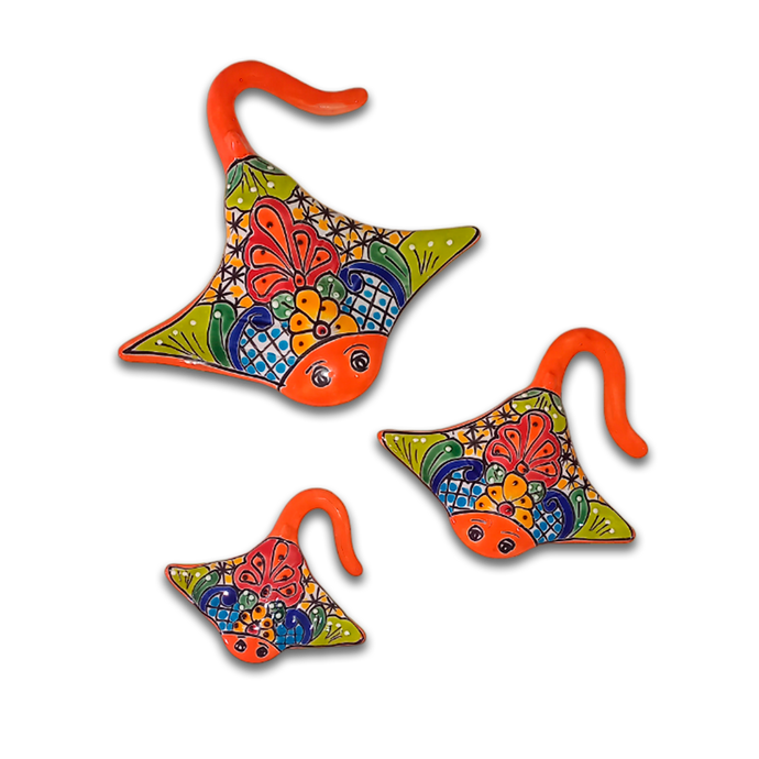 Mantarrayas Decorativas de Talavera - Set de 3 piezas